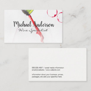 Red Wine Pour in Glass   Wine Stains Business Card