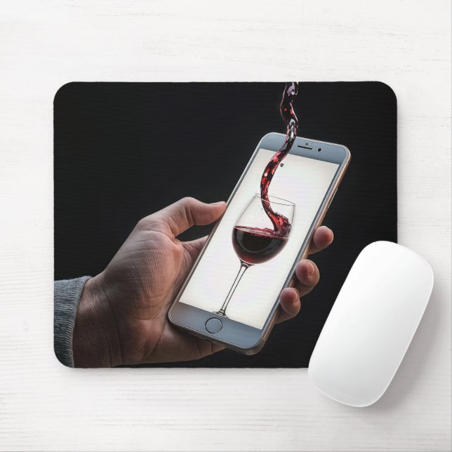 Red Wine Pour Into a Smartphone Mouse Mat (With Mouse)