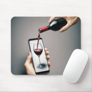 Red Wine Pouring Into a Smartphone Mouse Mat