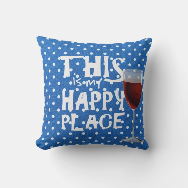 red wine quote on polka dots cushion (Front)