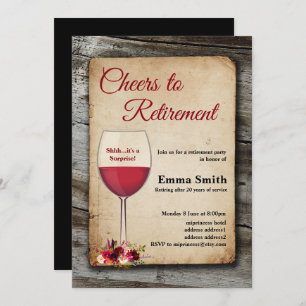 Red wine, retirement party, retiring invitation