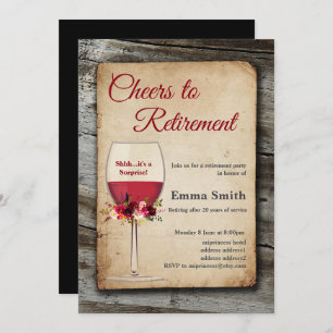 Red wine, retirement party, retiring invitation