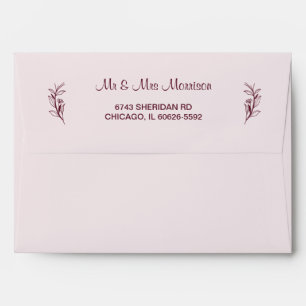 Red Wine Simple Boho Floral Wedding  Envelope