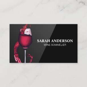 Red Wine Splash Glass Black Glass Background Business Card