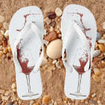 Red Wine Splash Glass Wedding Wine Tasting Flip Flops<br><div class="desc">This design was created through digital art. It may be personalised by clicking the customise button and changing the colour, adding a name, initials or your favourite words. Contact me at colorflowcreations@gmail.com if you with to have this design on another product. Purchase my original abstract acrylic painting for sale at...</div>