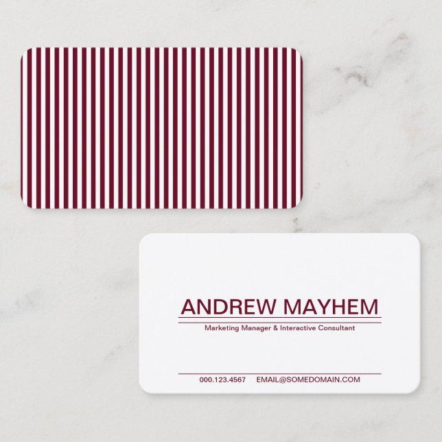 red wine striped business card (Front/Back)