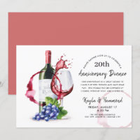 Red Wine Style Occasion Anniversary Dinner Invitat