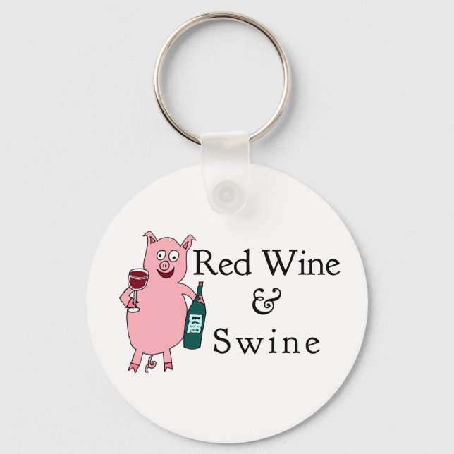 Red Wine & Swine Key Ring (Front)