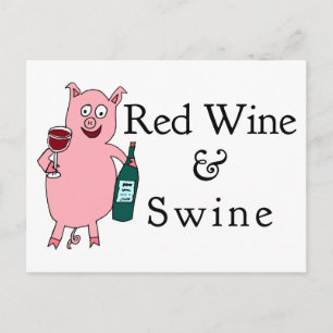 Red Wine & Swine Postcard