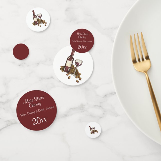 Red Wine Tasting Glass Bottle Grapes Charity Event Confetti (Group)