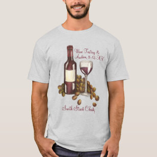 Red Wine Tasting Glass Bottle Grapes Charity Event T-Shirt