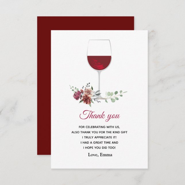 red wine thank you card (Front/Back)
