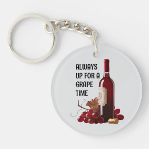 Red Wine Time Key Ring