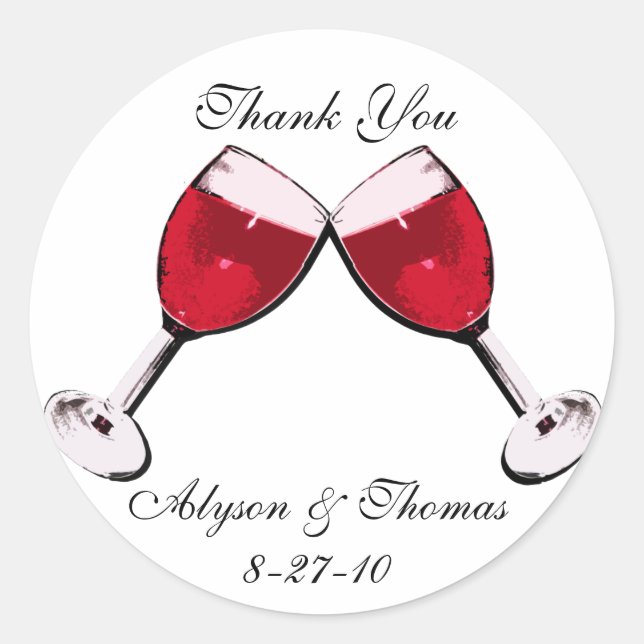 Red Wine Toast Classic Round Sticker (Front)