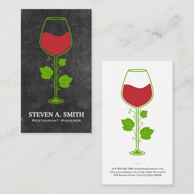 Red Wine Vine Glass Business Card (Front/Back)