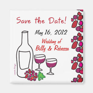 Red Wine Vineyard Wedding Save the Date Magnet