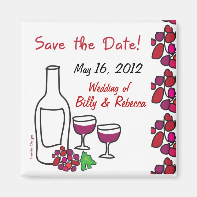 Red Wine Vineyard Wedding Save the Date Magnet (Front)