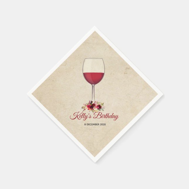 red wine, whimsical, Cocktail Paper Napkins (Corner)