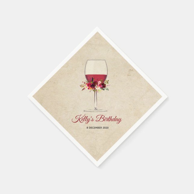 red wine, whimsical, Cocktail Paper Napkins (Corner)
