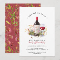 Red Wine Wildflowers | Cute Any Age Adult Birthday