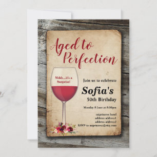 Red wine, wine invitation, aged to perfection invitation