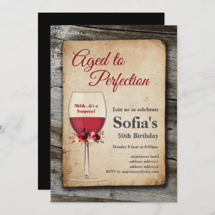 Red wine, wine invitation, aged to perfection invitation