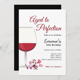 Red wine, wine invitation, Aged to Perfection Invitation