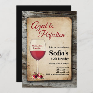 Red wine, wine invitation, aged to perfection invitation