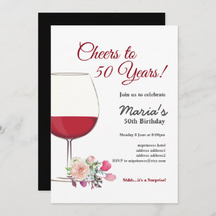 Red wine, wine invitation, cheers to! invitation