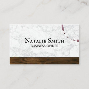 Red Wine Wine Stain Marble Wood Trim Business Card