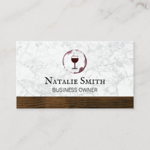 Red Wine   Wine Stain   Marble Wood Trim Business Card