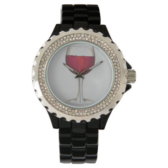 Red Wine Wines Glass Wineglass Merlot Watch (Front)