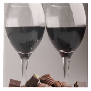 red wine with chocolates tile