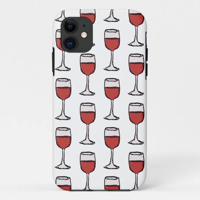 Red Wineglass Pattern iPhone Case (Back)