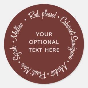 Red Wines custom text stickers