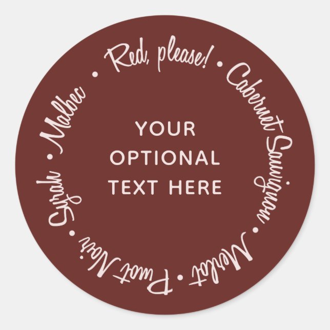 Red Wines custom text stickers (Front)