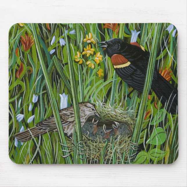 Red Wing Blackbird Mouse Mat (Front)