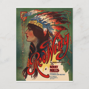 Red Wing Indian Native American Music Art Postcard