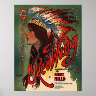 Red Wing Indian Sheet Music Cover Poster