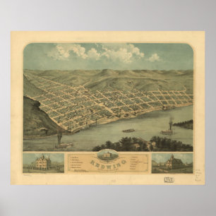 Red Wing Minnesota 1868 Antique Panoramic Map Poster