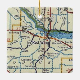 Red Wing MN Vintage Map Ceramic Ornament