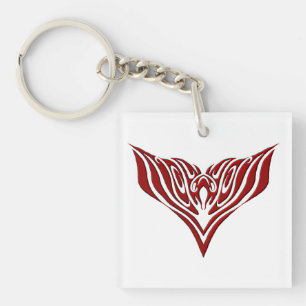 Red Winged Bird Neo-Tribal Tattoo Art Design Key Ring