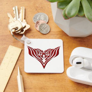 Red Winged Bird Neo-Tribal Tattoo Art Design Key Ring