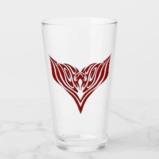 Red Winged Bird Tribal Tattoo Design Glass