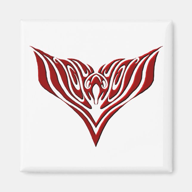 Red Winged Bird Tribal Tattoo Design Magnet (Front)