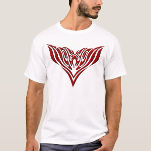 Red Winged Bird Tribal Tattoo Design T-Shirt