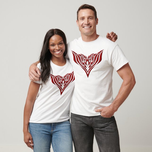 Red Winged Bird Tribal Tattoo Design T-Shirt (Unisex)