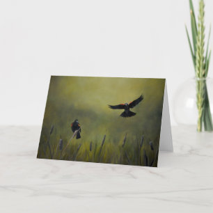 Red Winged Black Birds Art Greeting Card