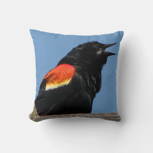 Red-winged Blackbird Bird Animal Outdoor Pillow
