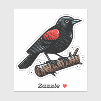 Red-winged Blackbird bird Custom-Cut Vinyl Sticker